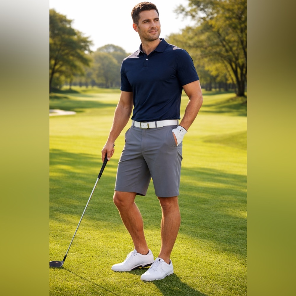 Grand Slam Performance Golf Shorts Gray Mens 32 Lightweight Stretch Flat Front